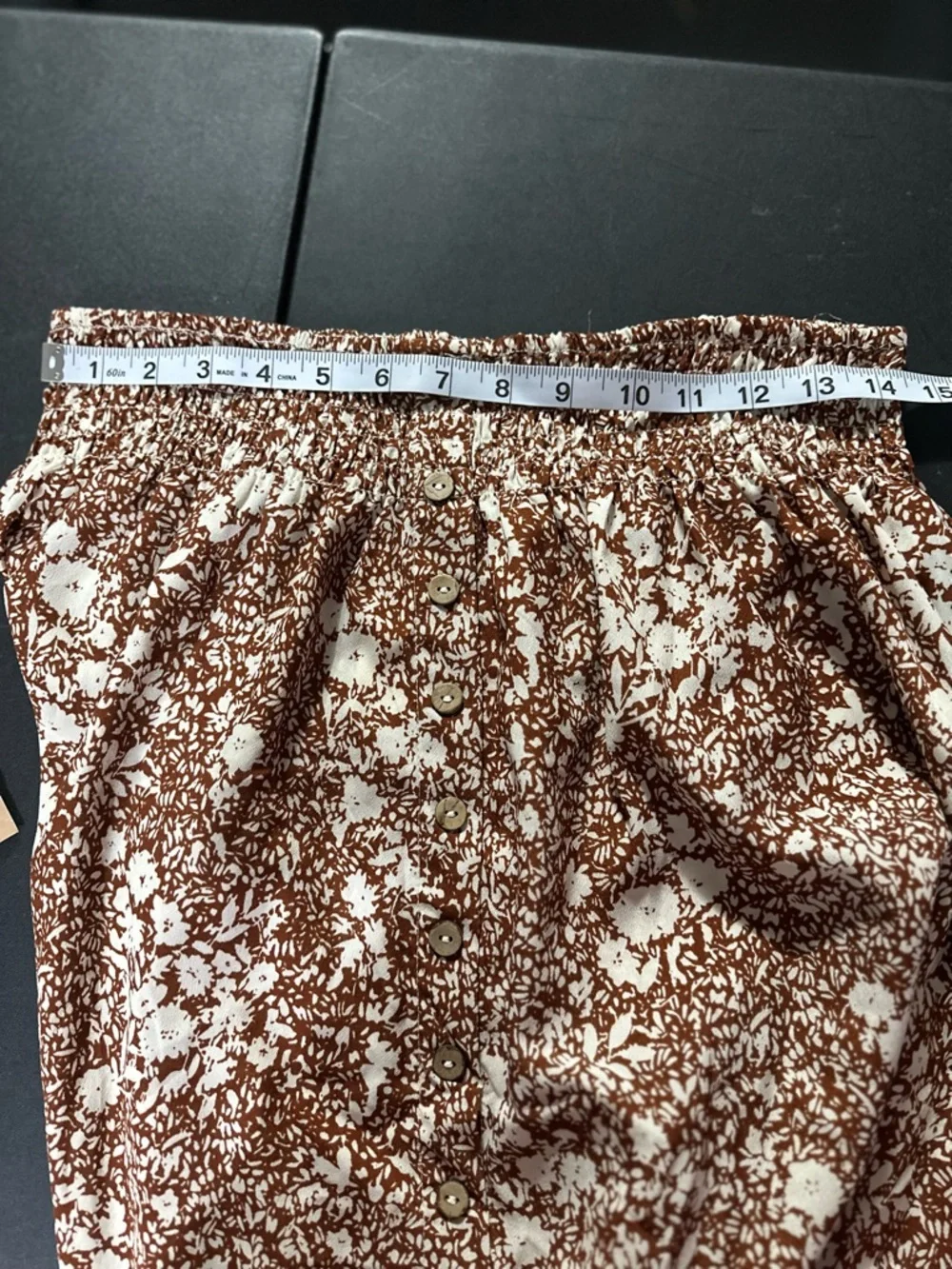 The Main Street Exchange Women’s Maxi Floral Skirt Brown Base White floral L NWT - Picture 12 of 15